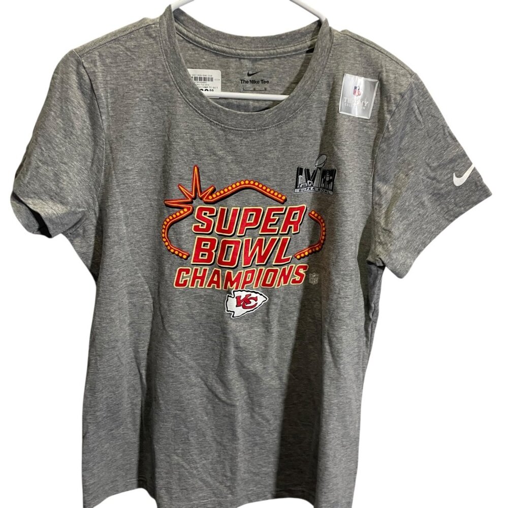 Kansas City Chiefs Super Bowl Champions Nike T-Shirt Size‎ L Grey Womens